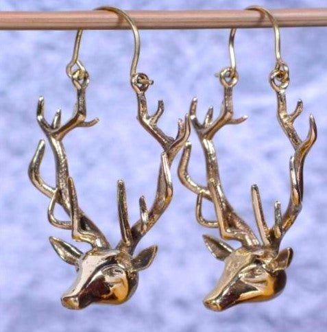 Handcrafted Reindeer Earrings – Unique Antler Hoop Design.
