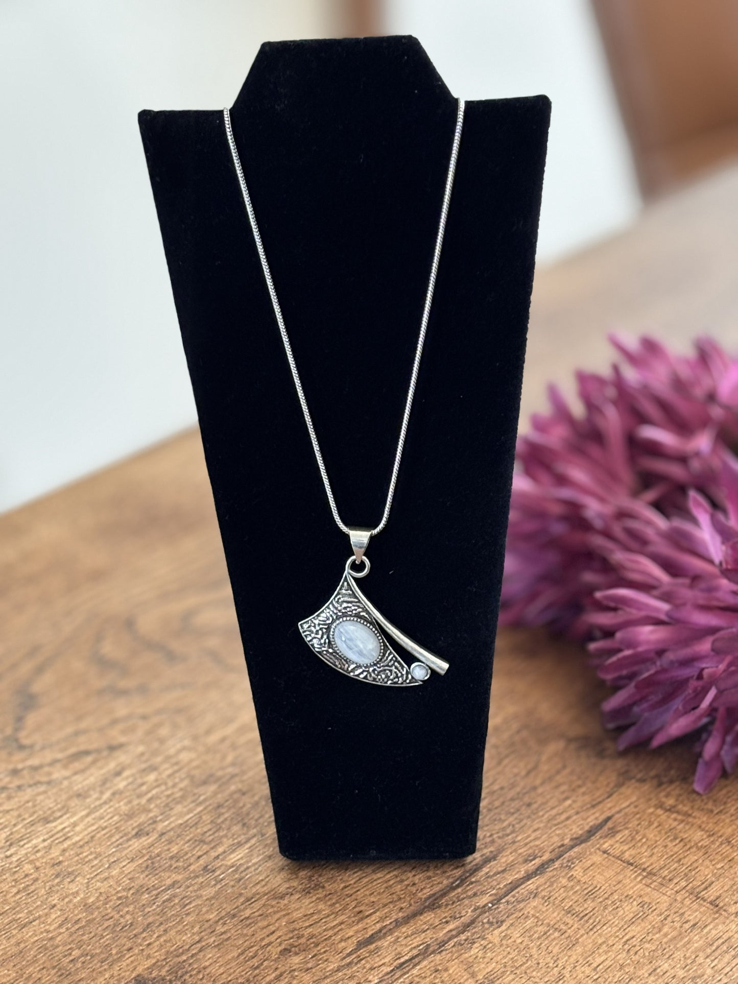 Gold/Sliver Moonstone Pendant – Boho Statement Pendant.