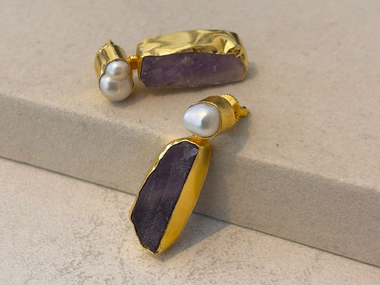 Mystic Rounds : Créoles en pierres précieuses fabriquées à la main - Boucles d'oreilles en pierre naturelle.