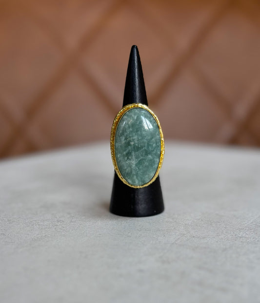 Boho Oval Gemstone Adjustable Statement Ring