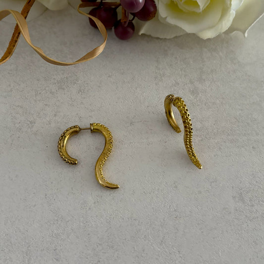 Brass Octopus Tentacle Earrings — Siren Coil - solid brass earrings by Boho Mantra