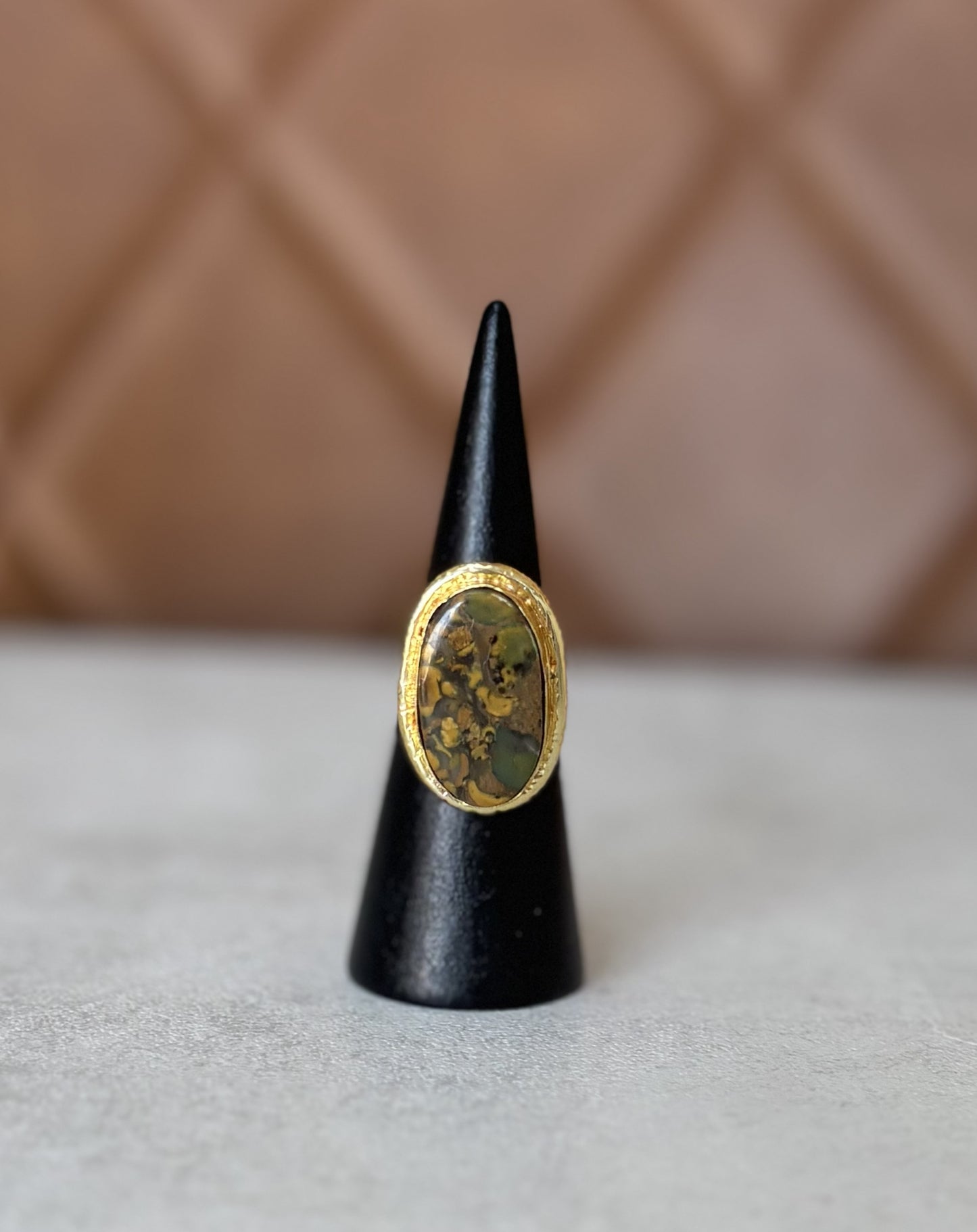 Boho Oval Gemstone Adjustable Statement Ring