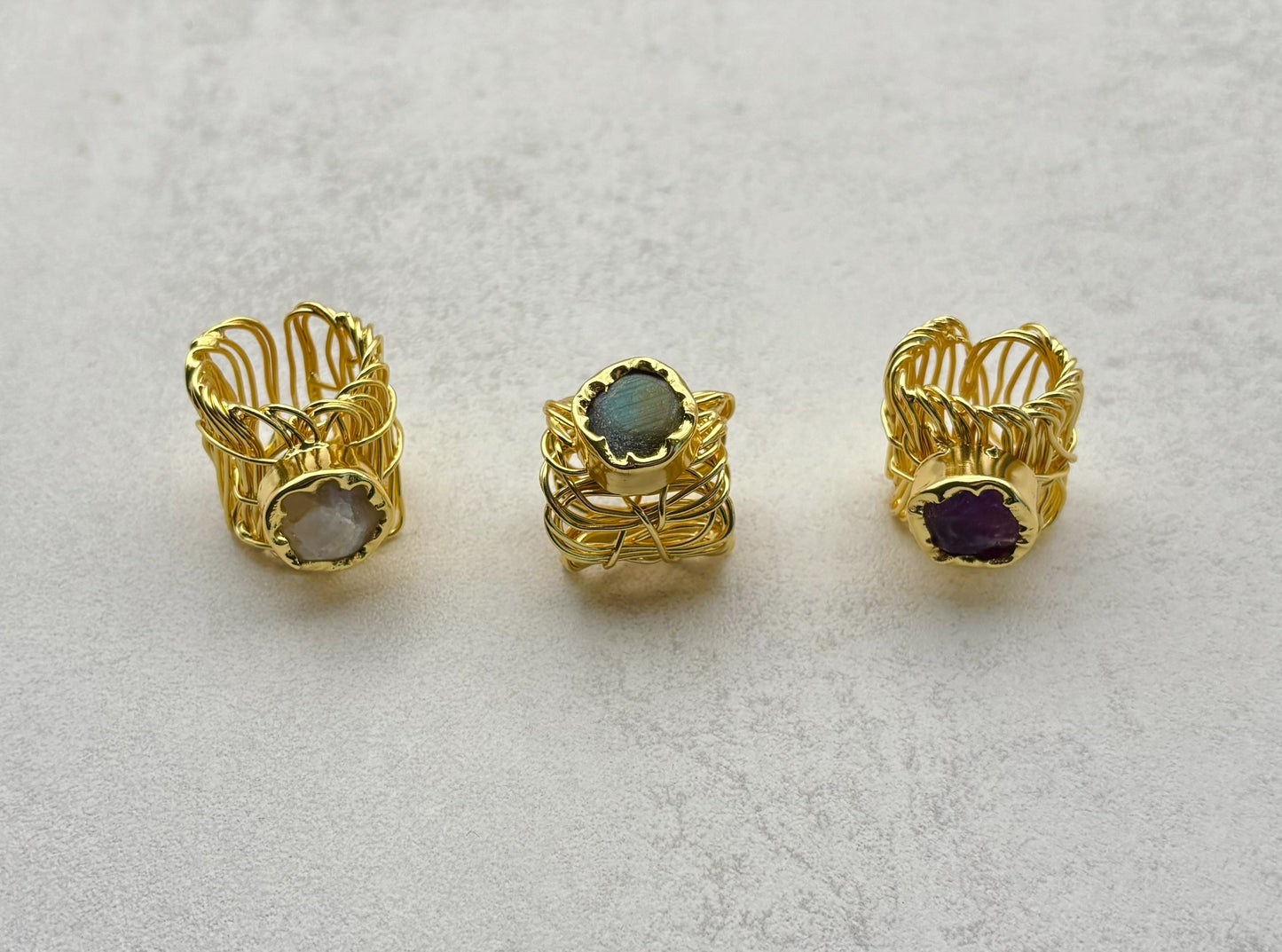 Raw Beauty – Wire-Wrapped Gemstone Rings.
