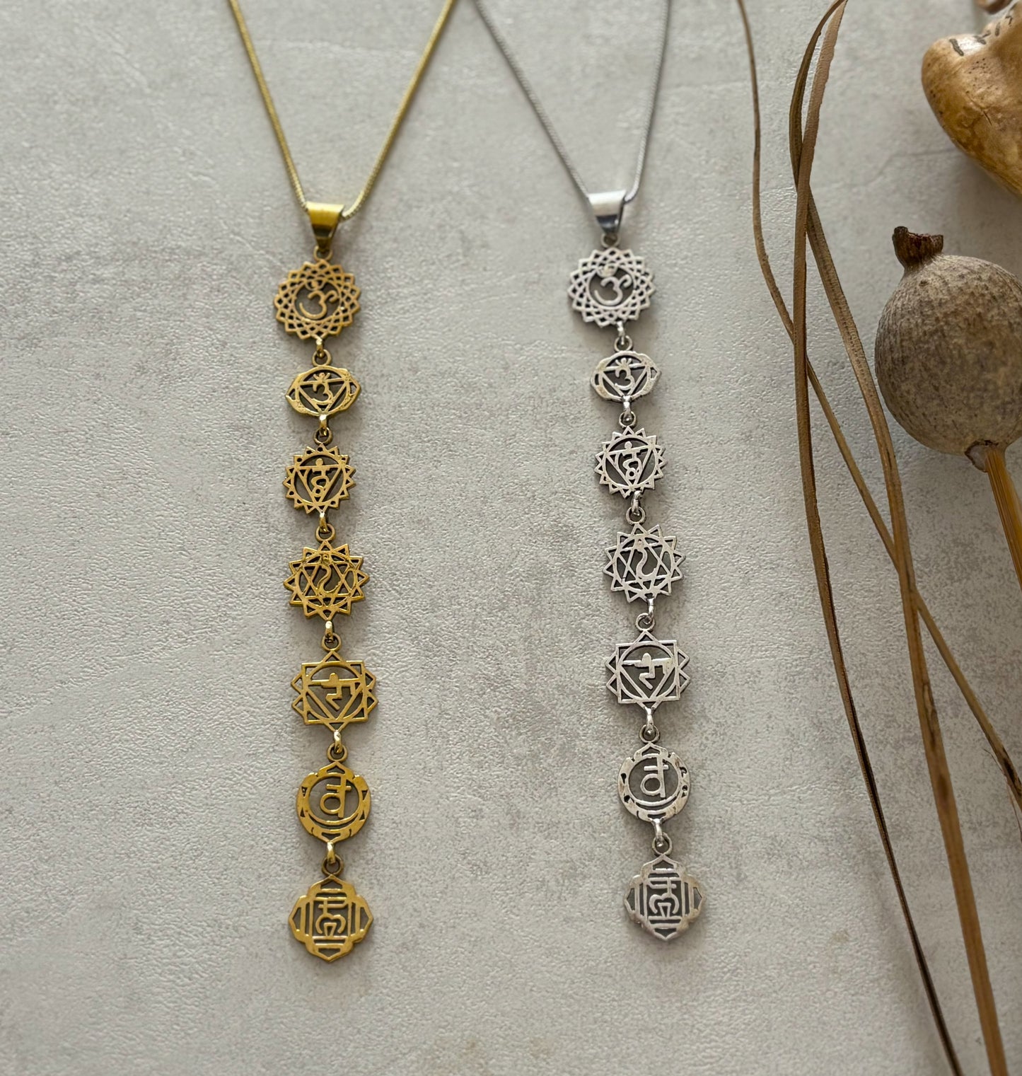 7 Chakra Energy Healing Pendant Necklaces – Gold & Silver Finish