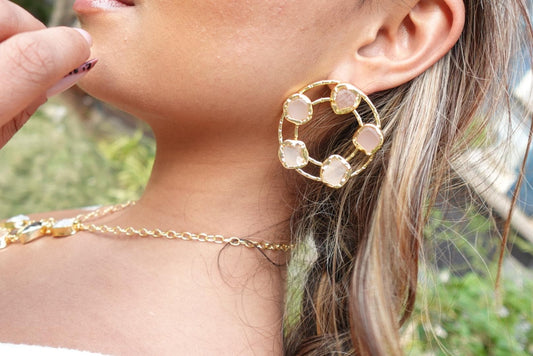 Mystic Rounds: Handcrafted Gemstone Hoops - Natural stone earrings.