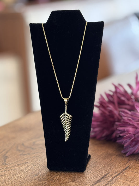 Gold/Silver Fern Leaf Pendant Necklace.