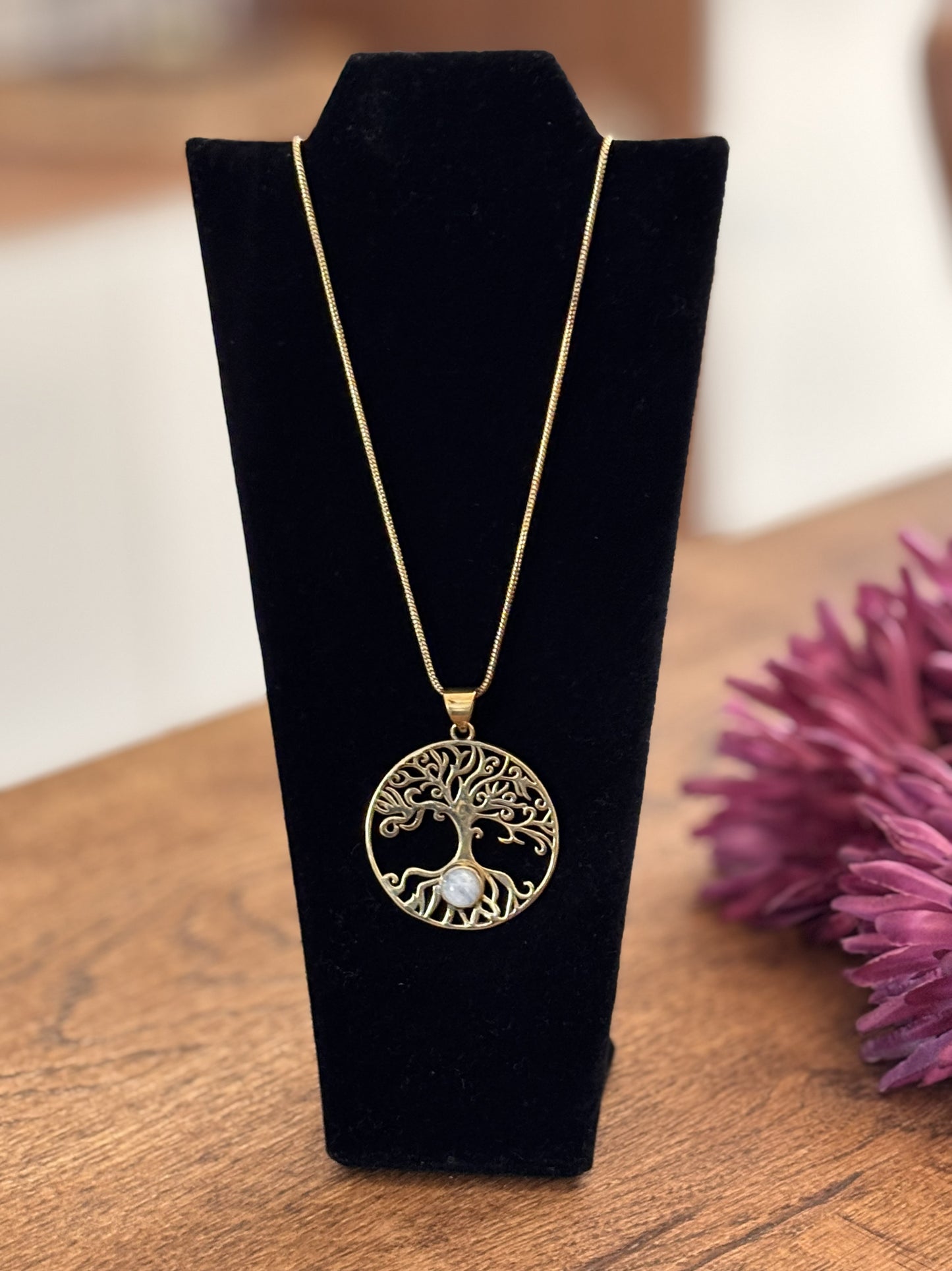Gold/Sliver Tree of Life Gemstone Pendant.