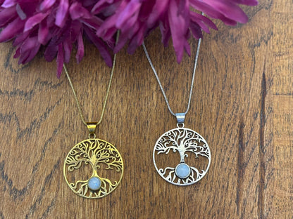 Gold/Sliver Tree of Life Gemstone Pendant.