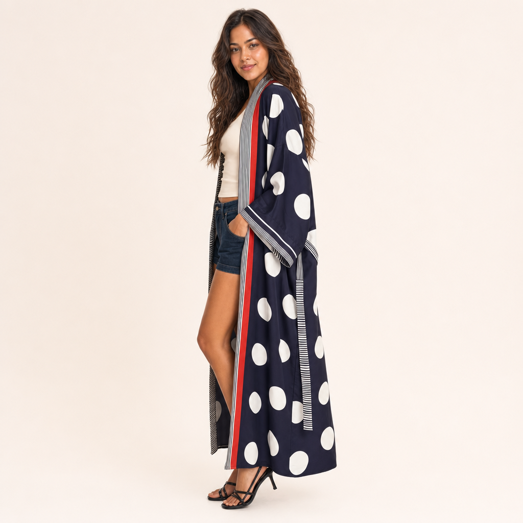 Polka Dot Satin Kimono — Night Bazaar