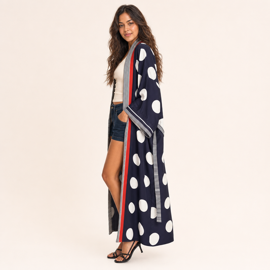 Polka Dot Satin Kimono — Night Bazaar