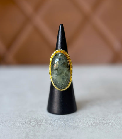 Boho Oval Gemstone Adjustable Statement Ring