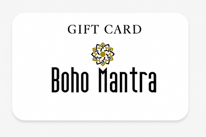 Boho Mantra gift card with logo on a white background