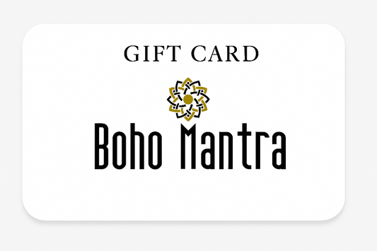 Boho Mantra gift card with logo on a white background