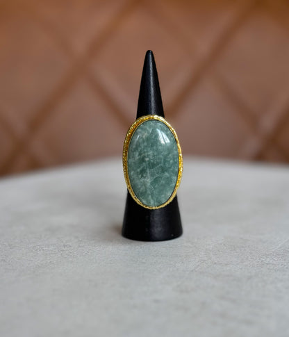 Boho Oval Gemstone Adjustable Statement Ring