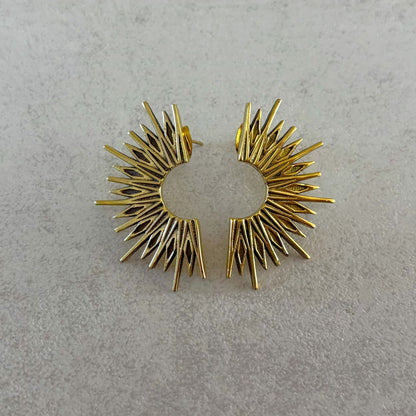 Brass Sunburst Stud Earrings — Solar Flare - gold-tone unplated brass stud earrings by Boho Mantra