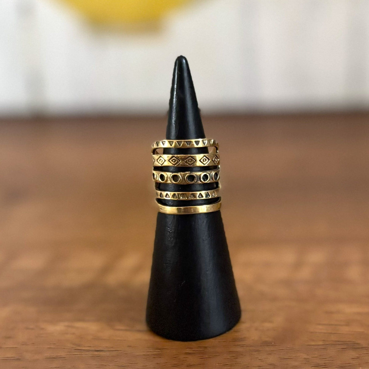 Tribal Stacked Cage Ring in Gold - unplated brass adjustable ring by Boho Mantra