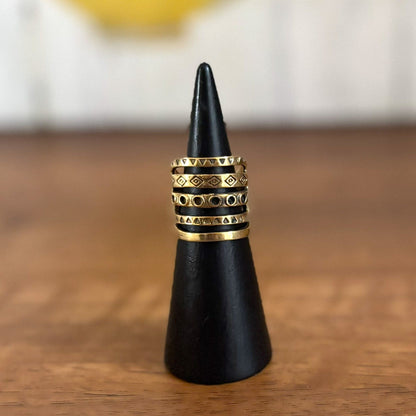 Tribal Stacked Cage Ring in Gold - unplated brass adjustable ring by Boho Mantra