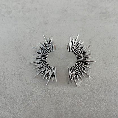 Brass Sunburst Stud Earrings — Solar Flare - silver plated brass stud earrings by Boho Mantra