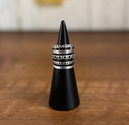 Tribal Stacked Cage Ring in Silver - silver-plated brass adjustable ring by Boho Mantra