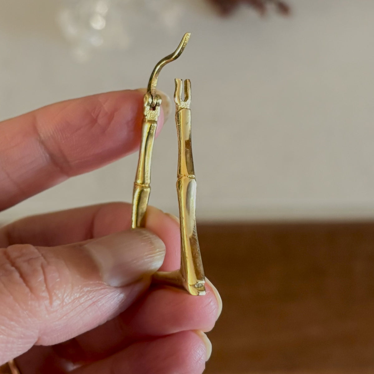 Polished Brass Bamboo Hoop Earrings — Golden Grove