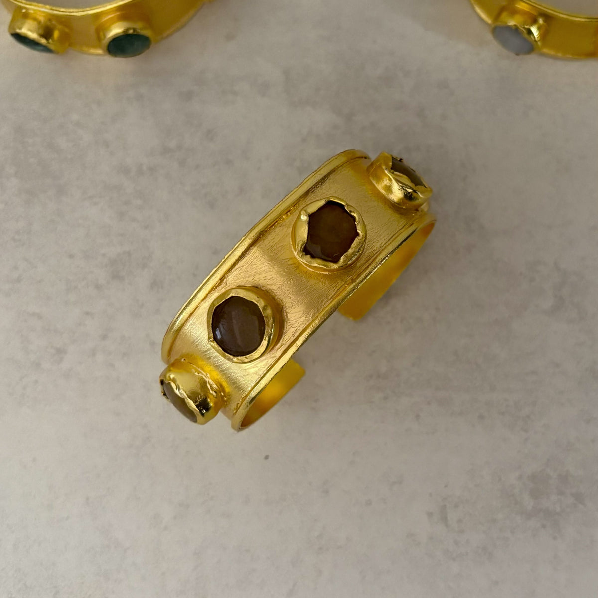 Natural Stone Gold-Plated Cuff Bangle — Canyon Ritual