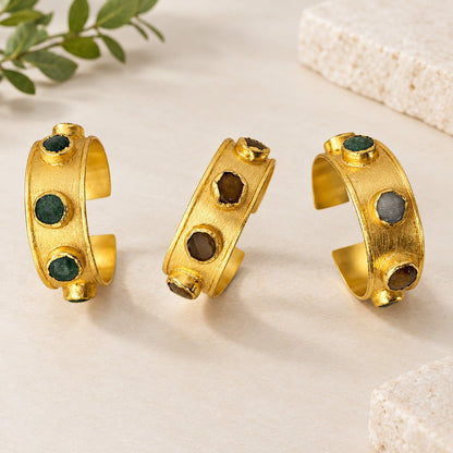 Natural Stone Gold-Plated Cuff Bangle — Canyon Ritual