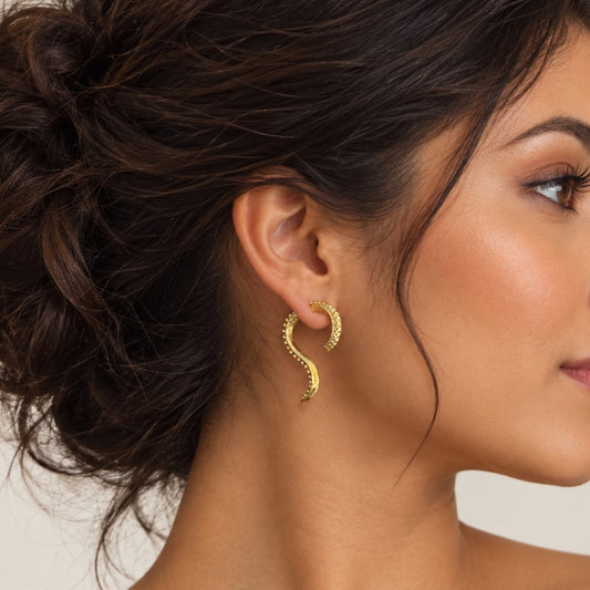 Brass Octopus Tentacle Earrings — Siren Coil