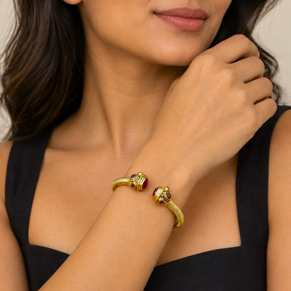 Adjustable Brass Cuff Bangle — Temple Twilight