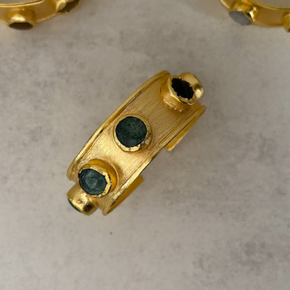 Natural Stone Gold-Plated Cuff Bangle — Canyon Ritual