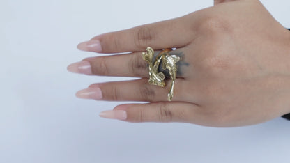 Twin Koi Fish Adjustable Ring – Brass Art Jewelry Inspired by Nature.