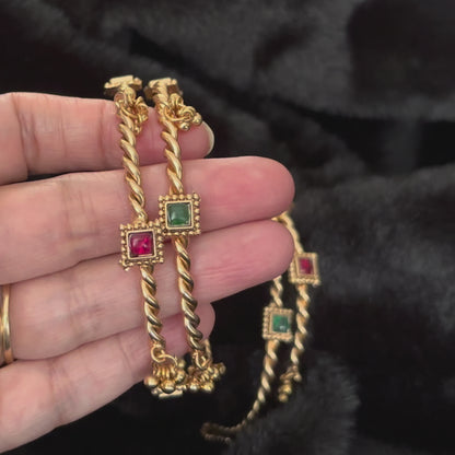 Twisted Brass Kada Bangle Pair with Ghungroo — Jhanak
