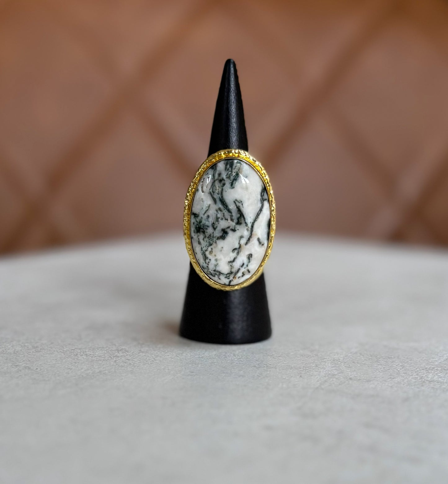 Boho Oval Gemstone Adjustable Statement Ring