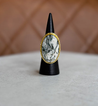 Boho Oval Gemstone Adjustable Statement Ring