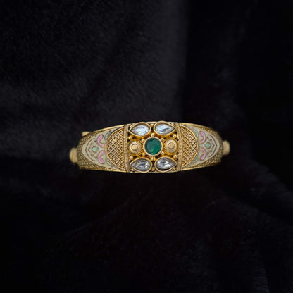 Kundan Meenakari Brass Kada Bangle — Rani Bagh