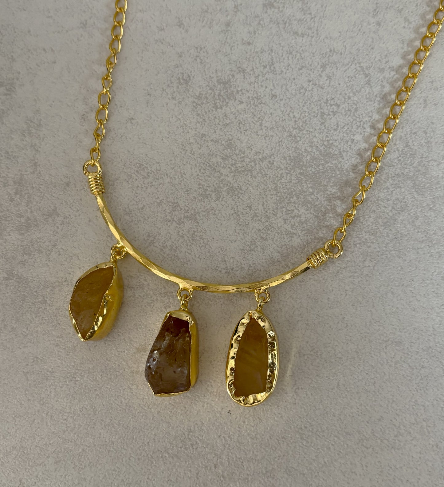 Boho Triple Stone Necklace | 18K Gold Plated Statement Necklace
